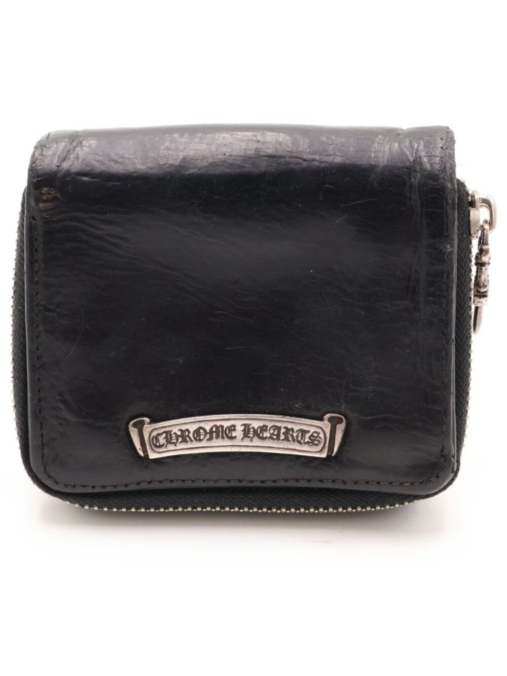 Chrome Hearts SQ Zip Bill Square Zip Leather Wallet Black